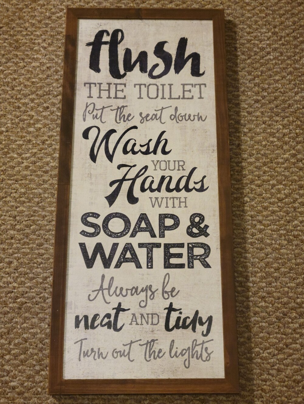 Bathroom Rules Wall Sign - Navy Blue